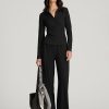 Black Velmoria Elastic Waist Relaxed Fit Wide Leg Lounge Pants Havenluve 1 - havenluve