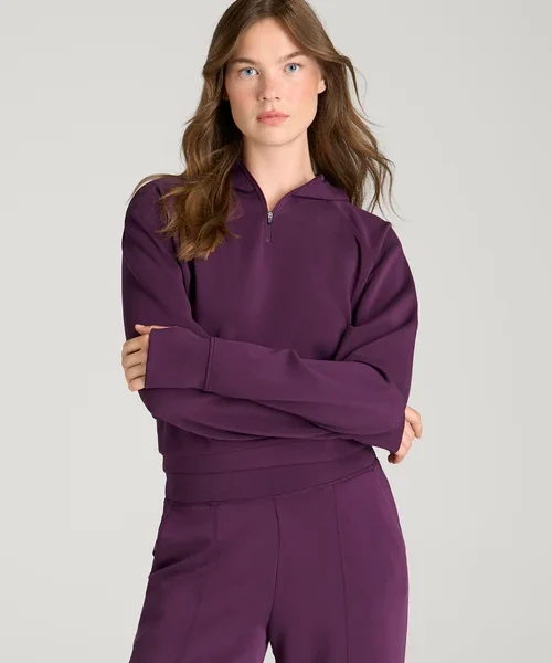Deep Plum Zenvira Half Zip Collared Pullover Wide Leg Pants Set Havenluve 2 - havenluve