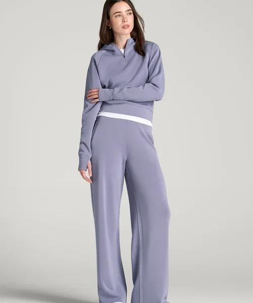 Dusty Lavender Havenluve Zelmoria Half Zip Pullover Wide Leg Lounge Pants Set