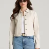 Havenluve Ivory Quenlora Collared Button Front Long Sleeve Cropped Jacket