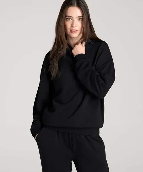 Havenluve Jet Black Veltrixa Relaxed Fit Hoodie and Cuffed Jogger Pants Set
