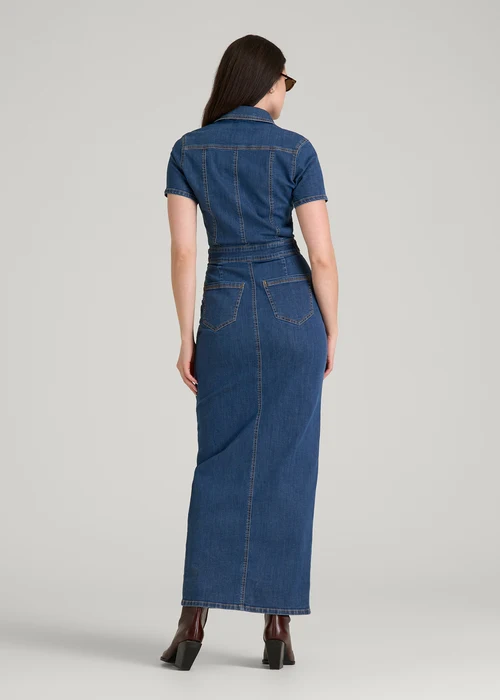 Indigo Blue Velquoria Short Sleeve Button Front Slit Maxi Denim Dress Havenluve 5 - havenluve Indigo Blue Velquoria Short Sleeve Button Front Slit Maxi Denim Dress Havenluve - Image 3