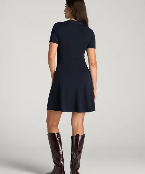 Midnight Navy Solviera Collared V Neck Short Sleeve Fit and Flare Dress Havenluve 3 - havenluve