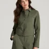 Olive Green Zelquira Collared Button Front Long Sleeve Cropped Jacket Havenluve 1 - havenluve