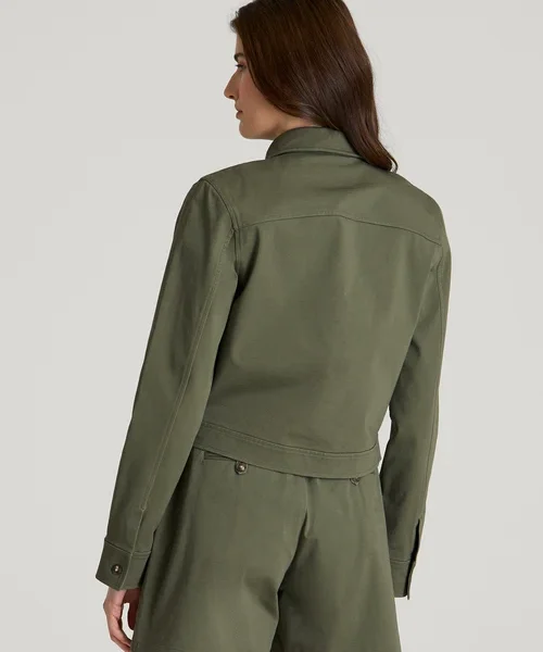 Olive Green Zelquira Collared Button Front Long Sleeve Cropped Jacket Havenluve 3 - havenluve