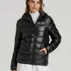 Onyx Black Velquira Hooded Quilted Full Zip Long Sleeve Puffer Jacket Havenluve